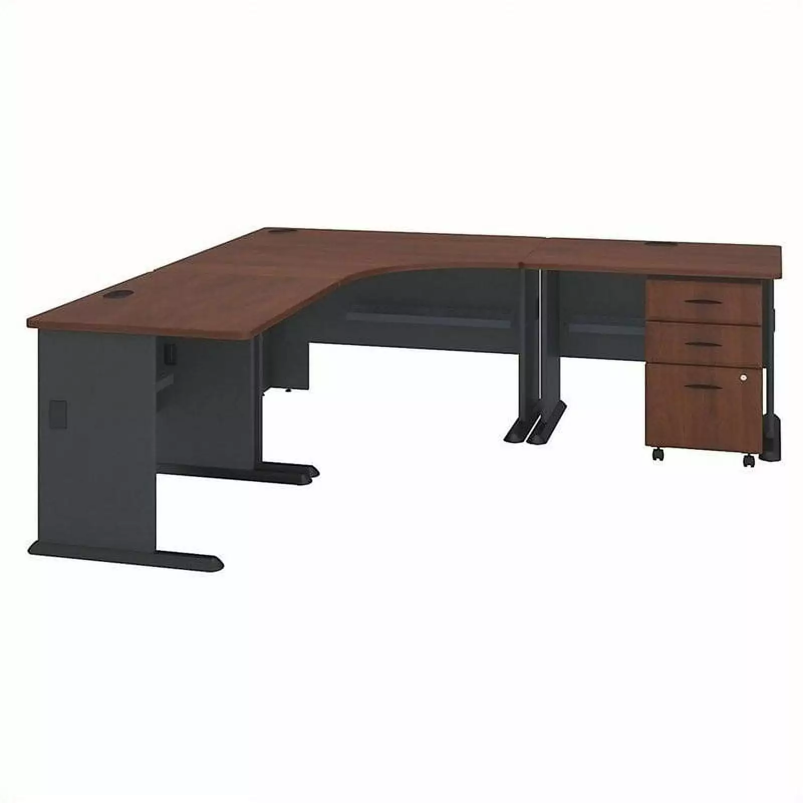 Kingfisher Lane 84 Corner L-Shaped Desk Hansen Cherry - Large Home Office Workstation
