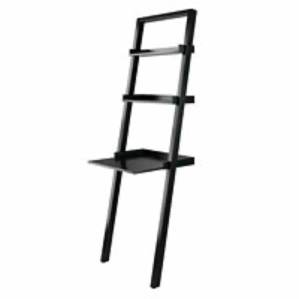 Contemporary Home Living 69.25 Inch Black Leaning Desk Two Shelves Office or Study