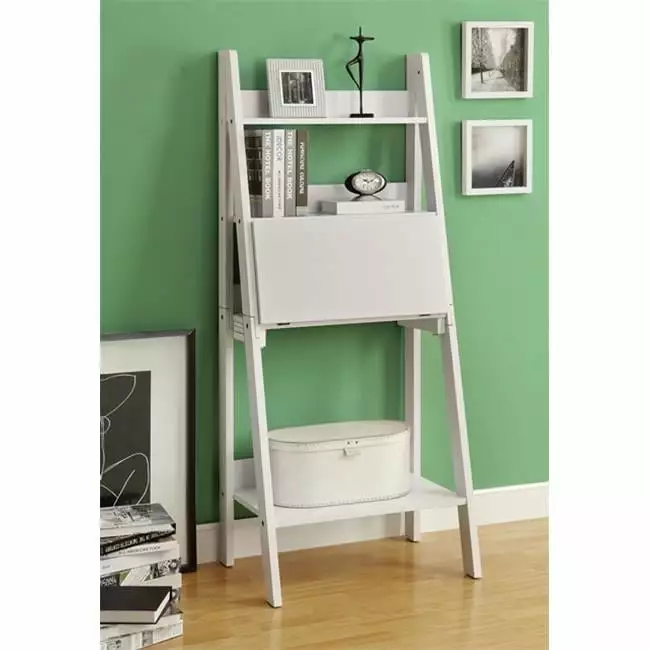 Monarch Specialties White Laminate Computer Desk Leaning Work Desk 61H
