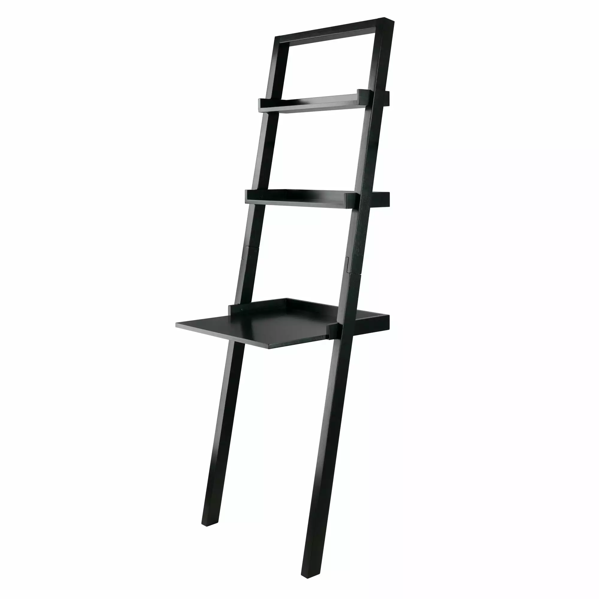 Winsome Wood Black Bellamy Leaning Desk Shelves Home Office
