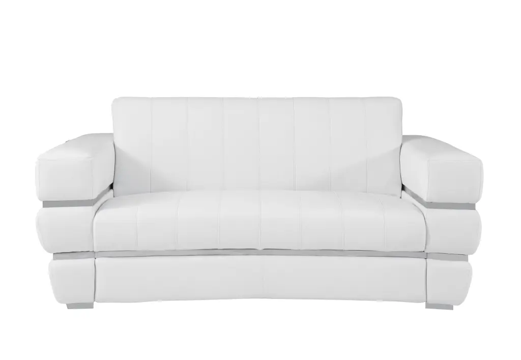 Top Grain Italian Leather Loveseat White Foam Leather Sofa Living Room global united