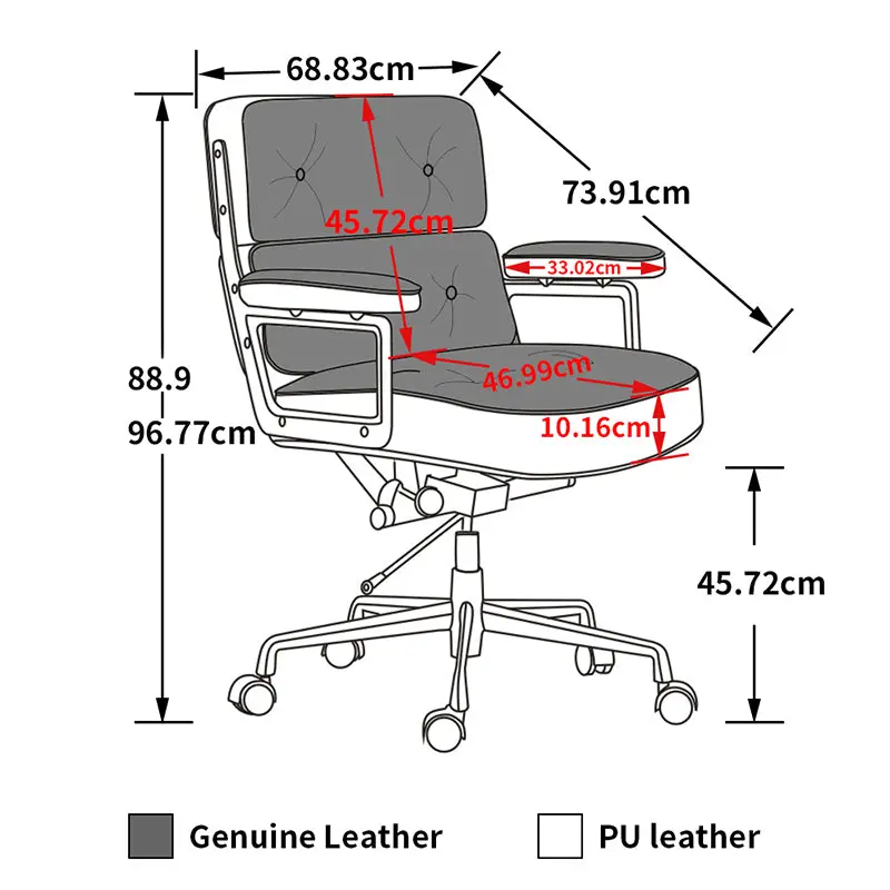 Lobby Office Chair Black Authentic Leather Home and Office Ergonomic Desk Chair ty furniture