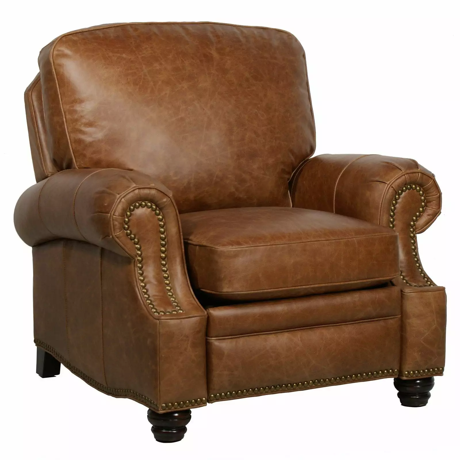 Barcalounger Longhorn II Leather Recliner Nailheads Rustic Look