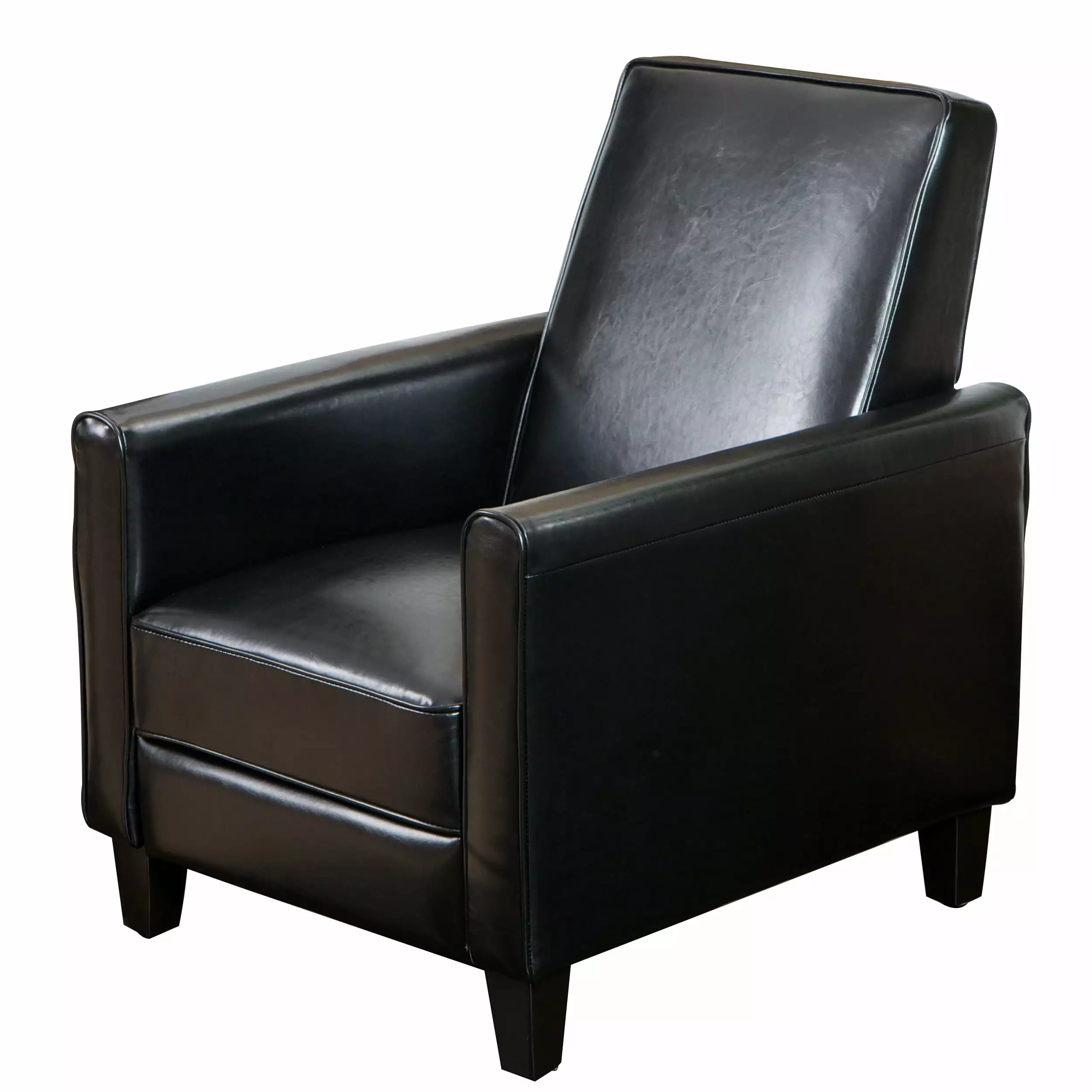 GDF Studio Paris Bonded Leather Recliner Club Chair Black Comfortable Lounge Chair GDFSTUDIO
