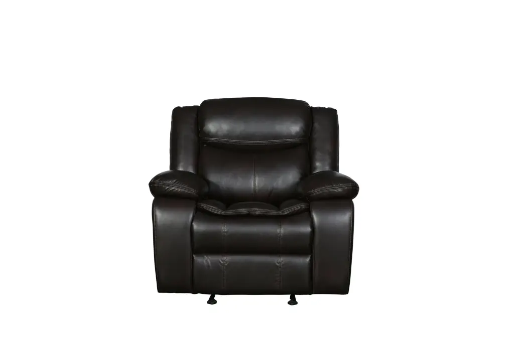 Transitional Leather Air Reclining Chair Brown Foam Leather global united