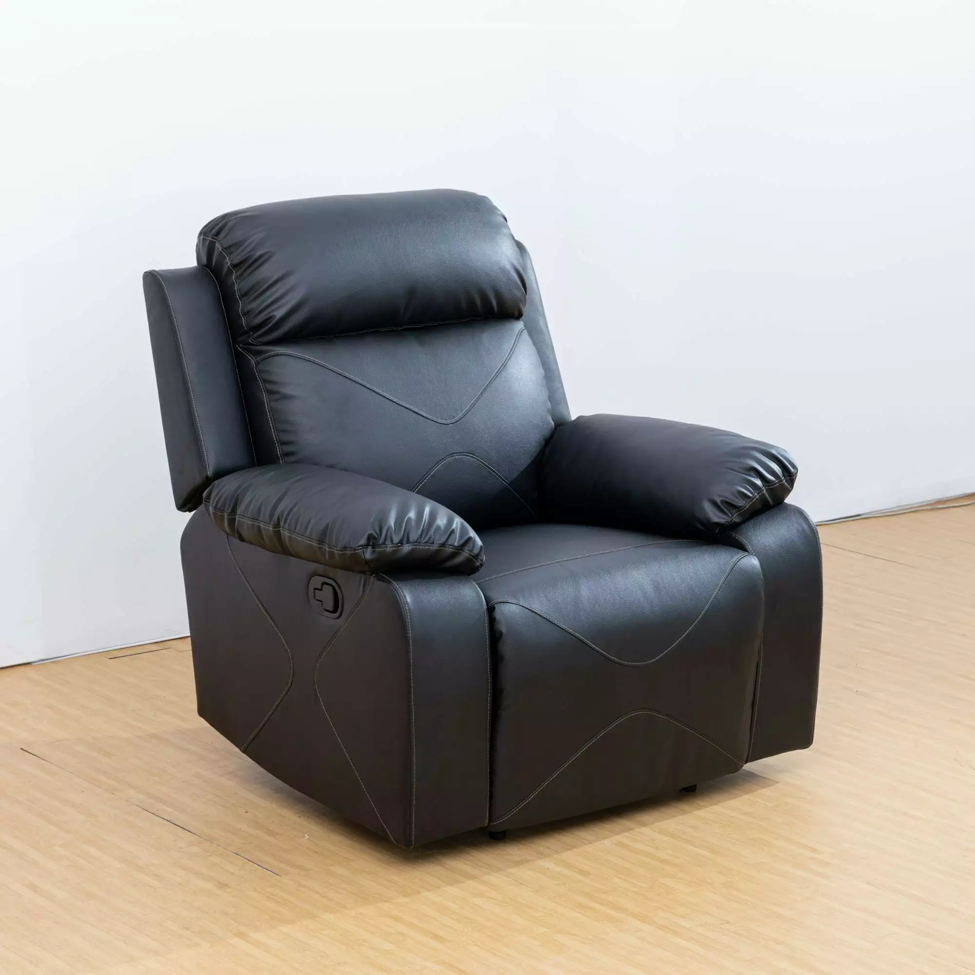 Breathing Leather Black Recliner Chair Adults Living Room Sofa Chair Armrest Jamini