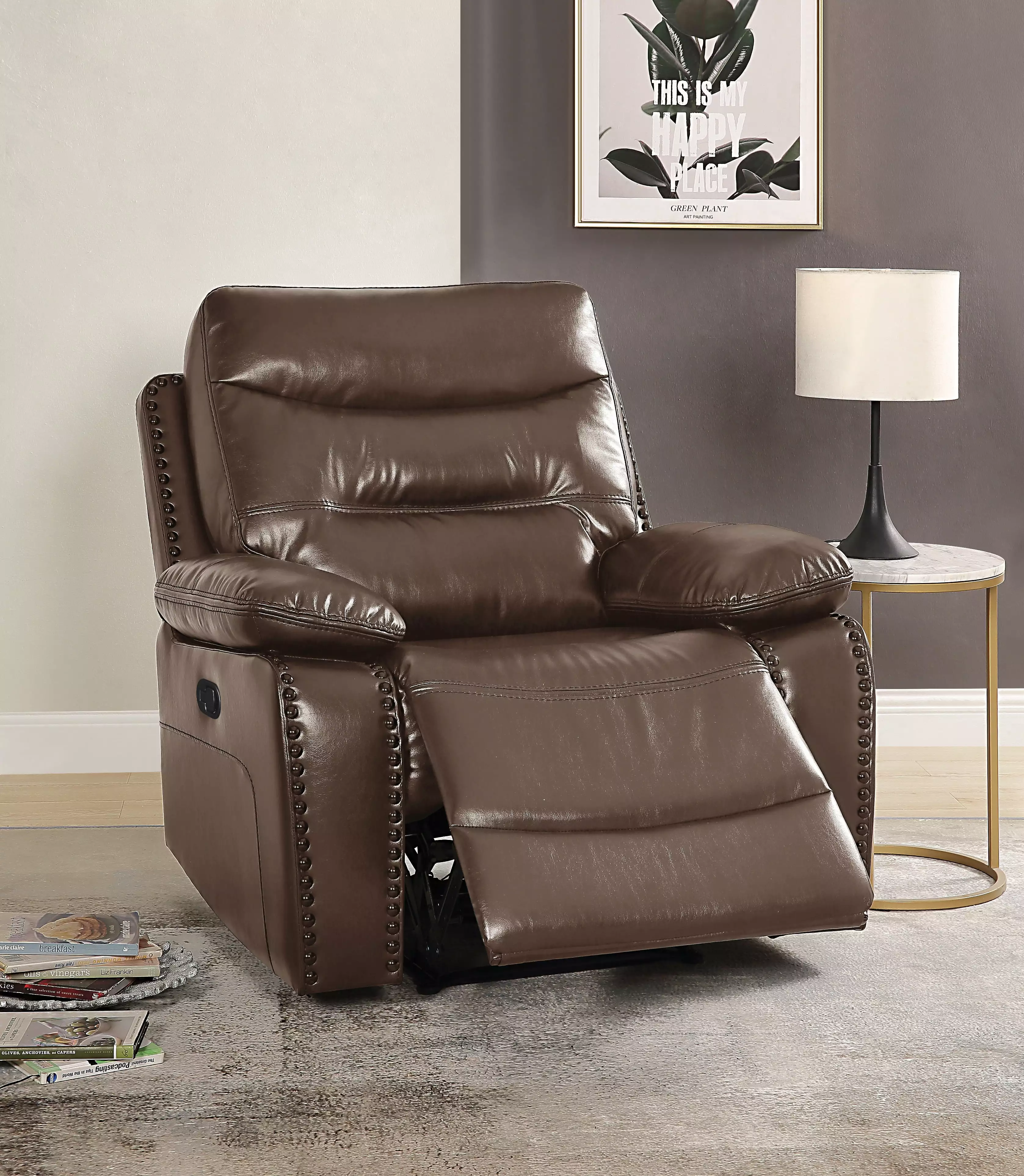 ACME Aashi Recliner Brown Leather-Gel Match 55422 Modern Living JY