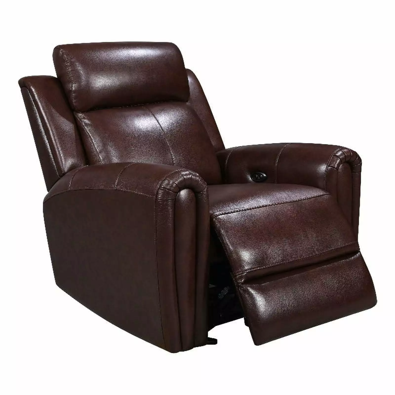 Leather Lusso Kona Modern Genuine Leather Glider Recliner Brown
