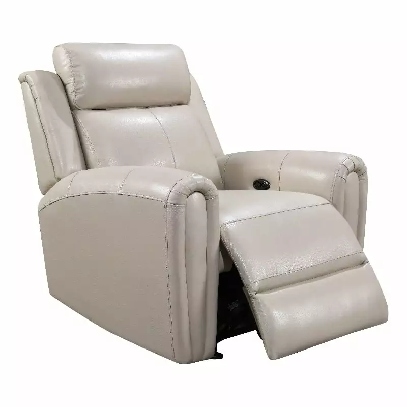 Leather Lusso Kona Modern Genuine Leather Hardwood Recliner Chair Cream
