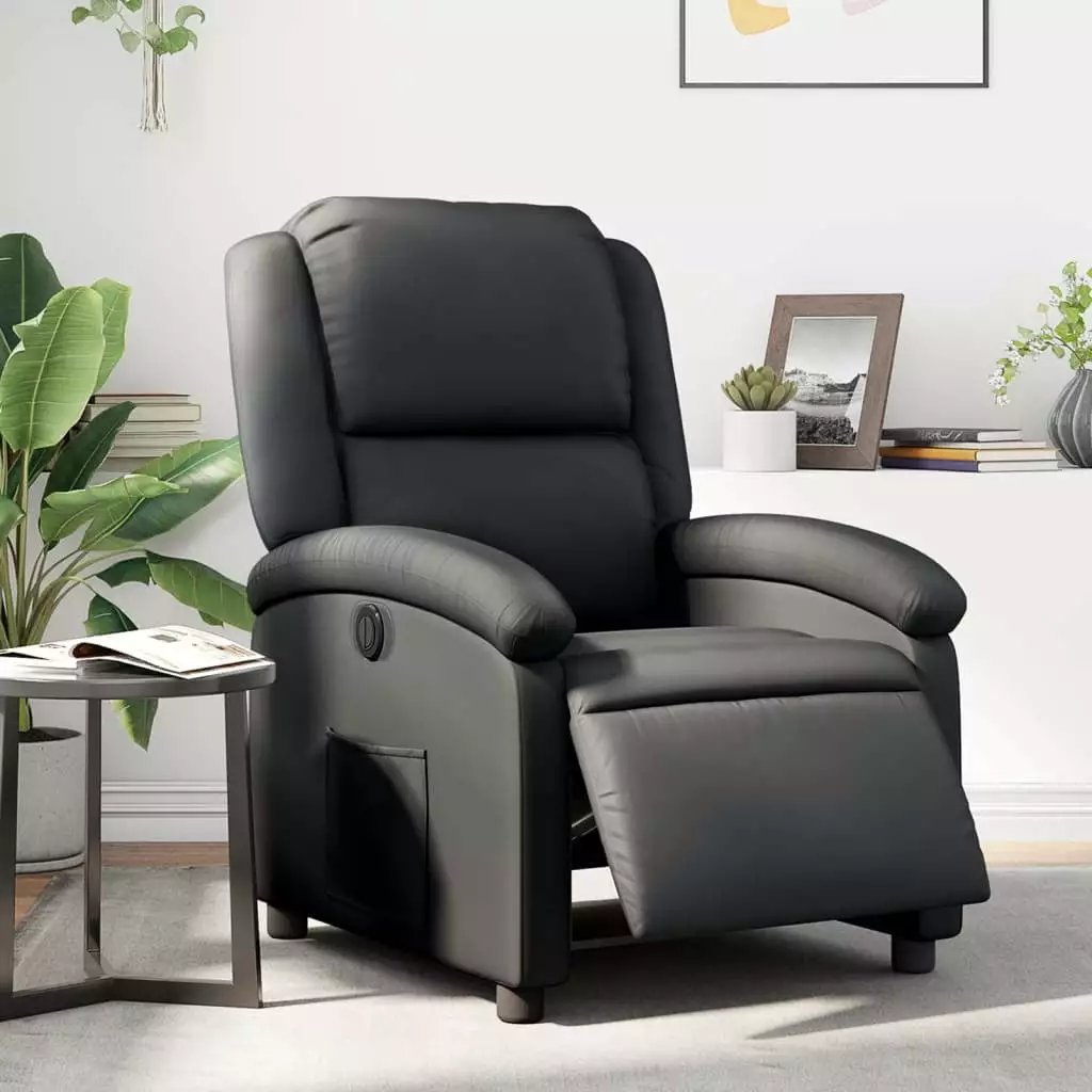 vidaXL Electric Recliner Chair Black Real Leather Ultimate Comfort