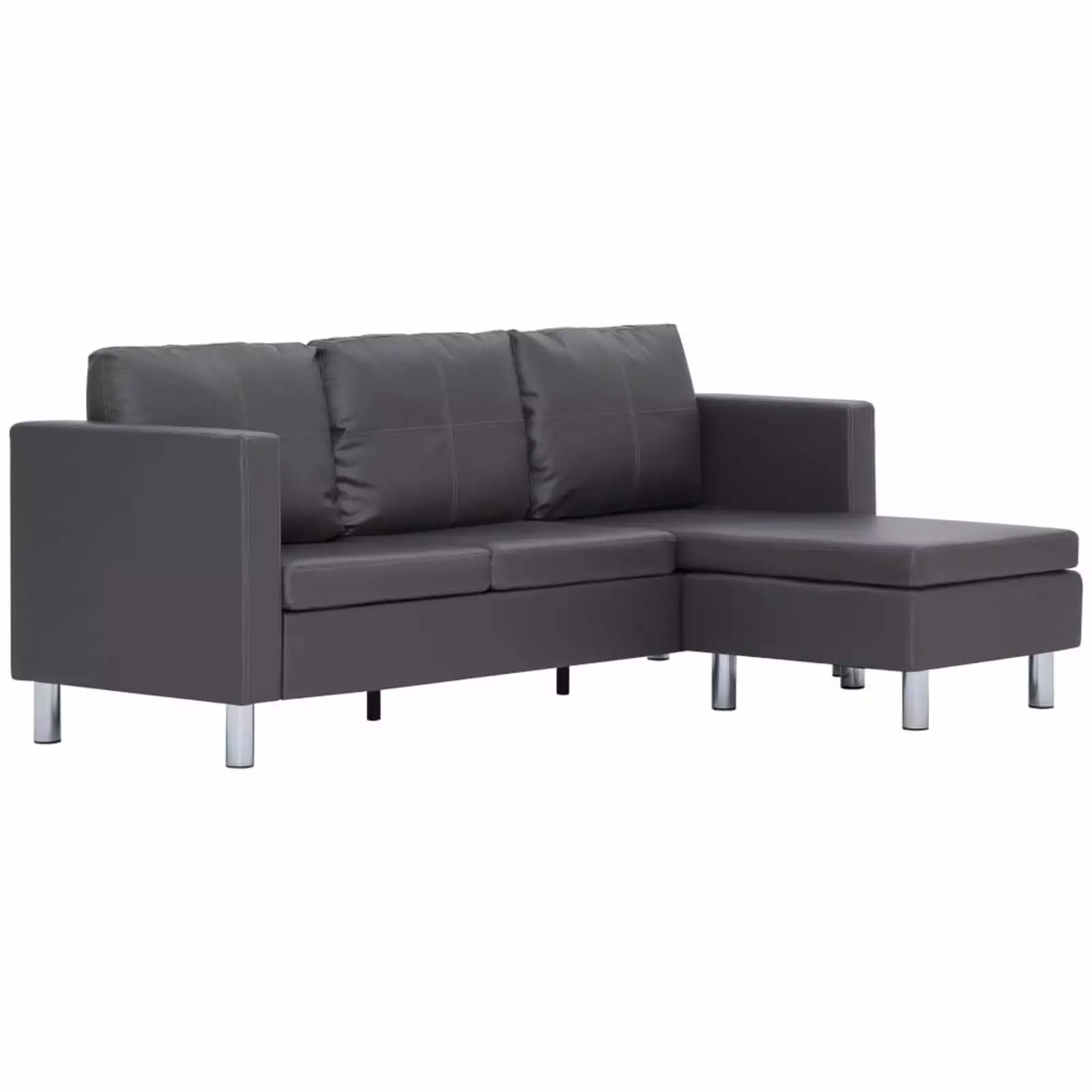 Suzicca Sectional Sofa Gray Faux Leather - Modern Living Room Set ammoon