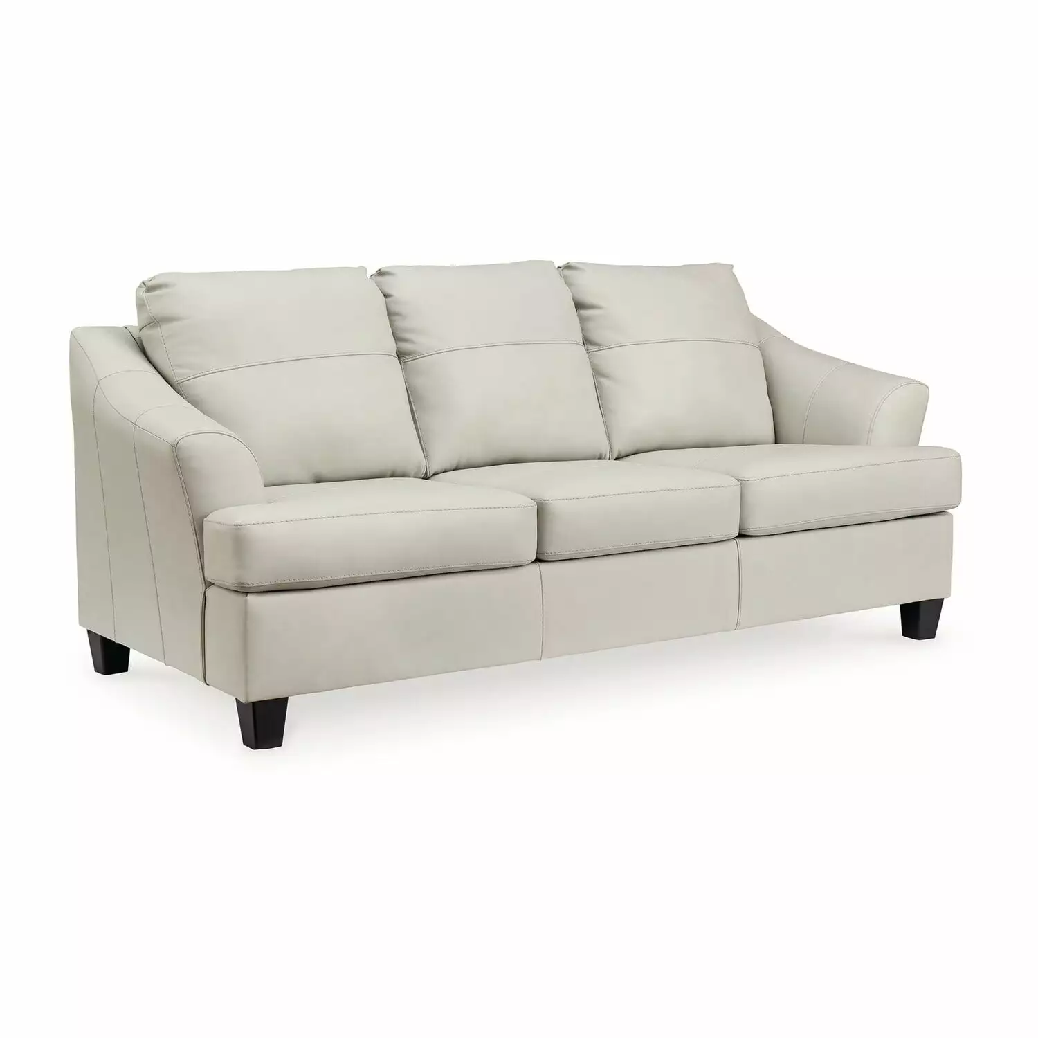 Benjara 88 . Geno Sofa Oversized Back Cushion Off White Real Leather Living Room Sofa