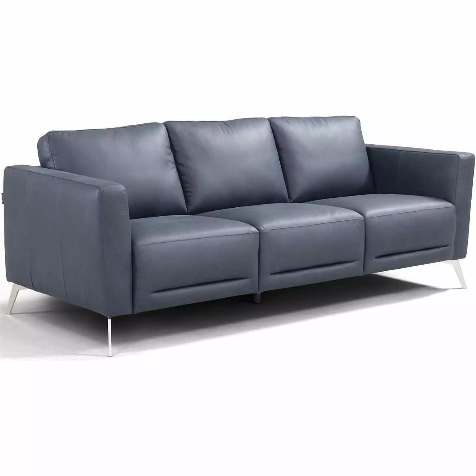 Bowery Hill Contemporary Sofa Blue Upholstered Leather Living Room