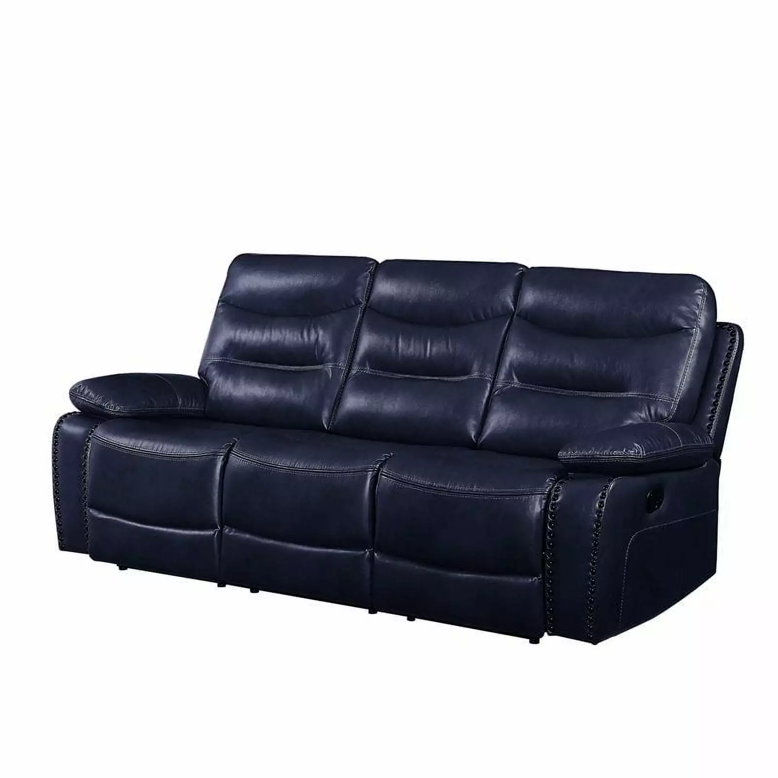 Bowery Hill Contemporary Sofa Navy Leather-Gel Match Living Room Couch