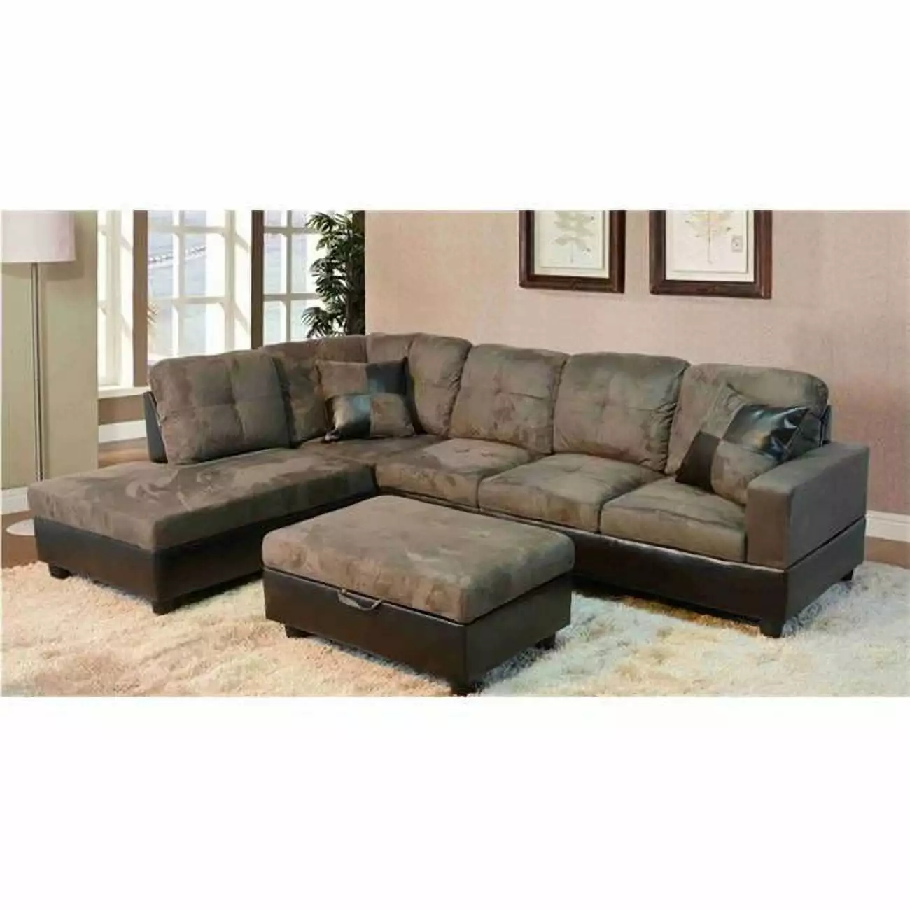 Lifestyle Furniture Avellino Left Hand Facing Sectional Sofa Olive Green