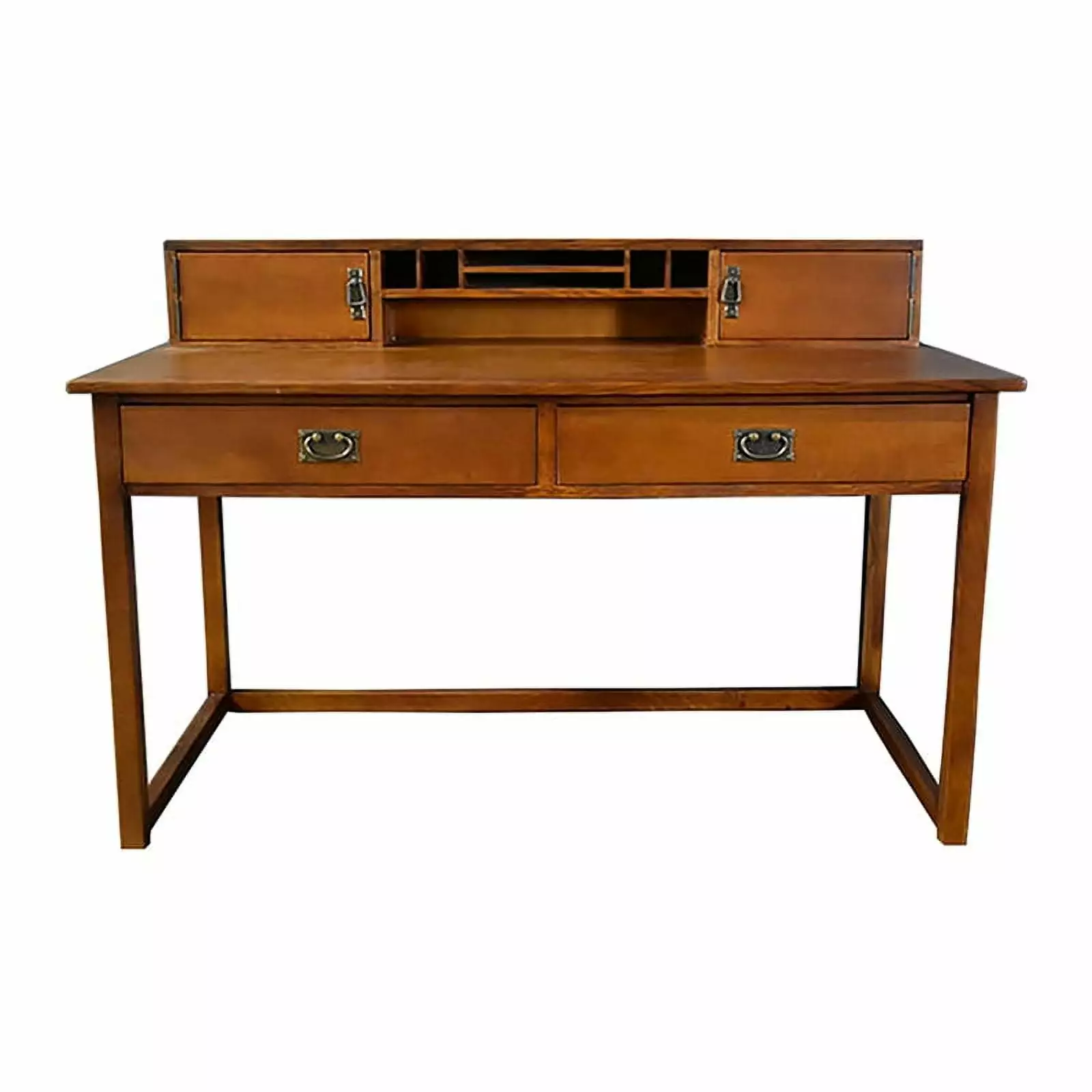 Crafters and Weavers Arts and Crafts Wood Library Table Hutch Cherry