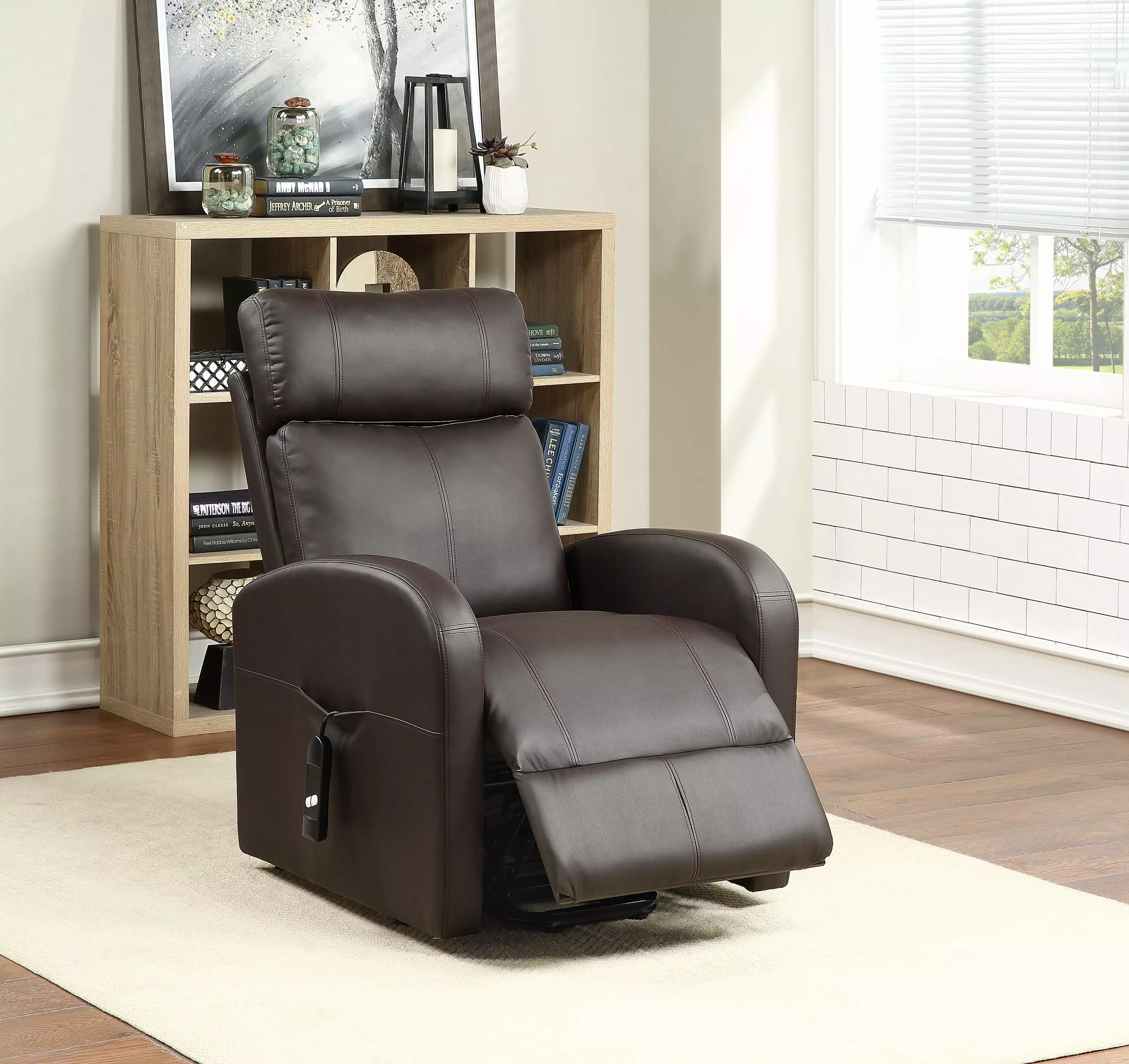 DeeHome ACME Ricardo Power Lift Recliner Brown PU Leather 59498