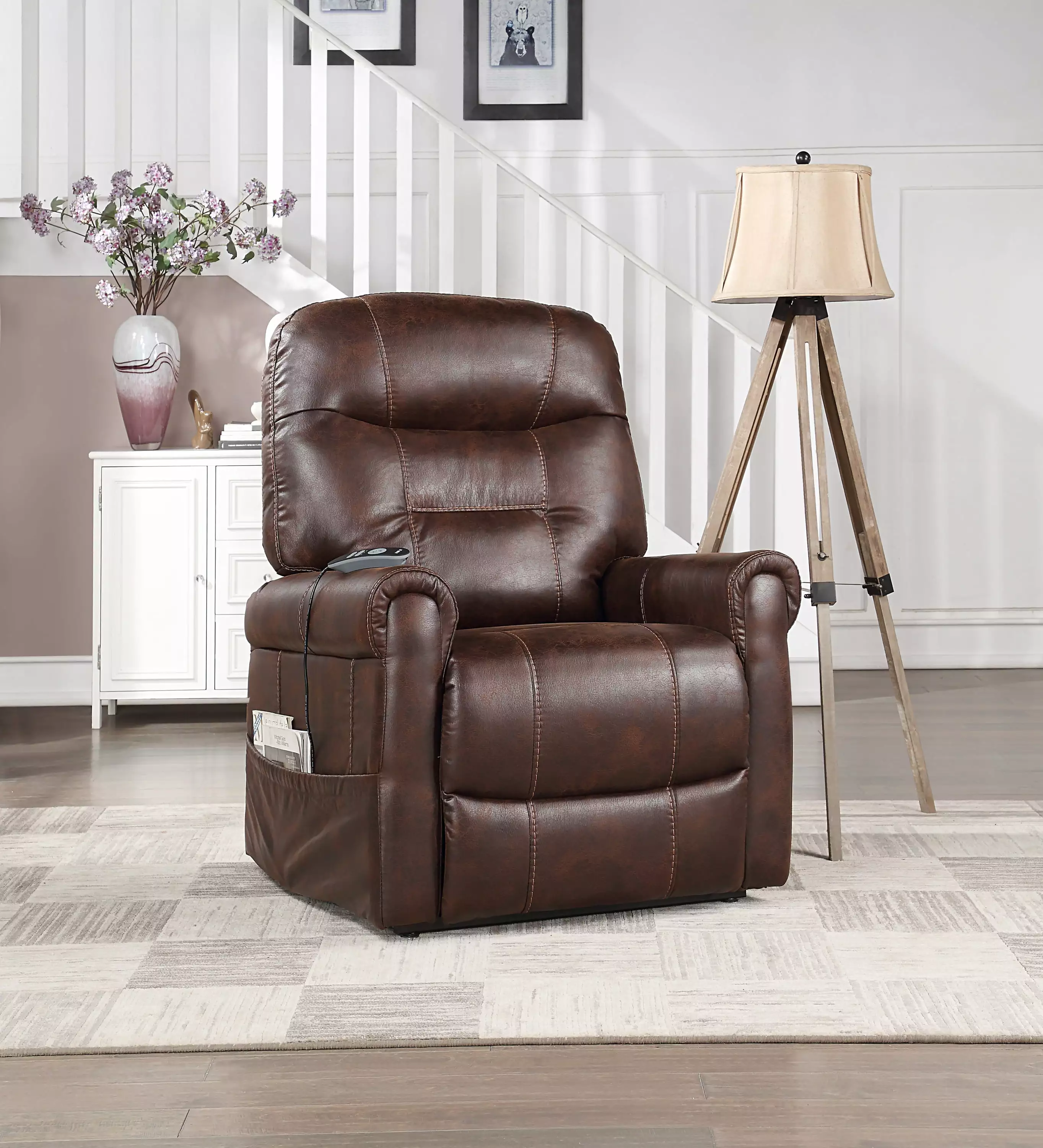 DeeHome Comfortable Power Lift Recliner Heat and Adjustable Massage Plush Seating