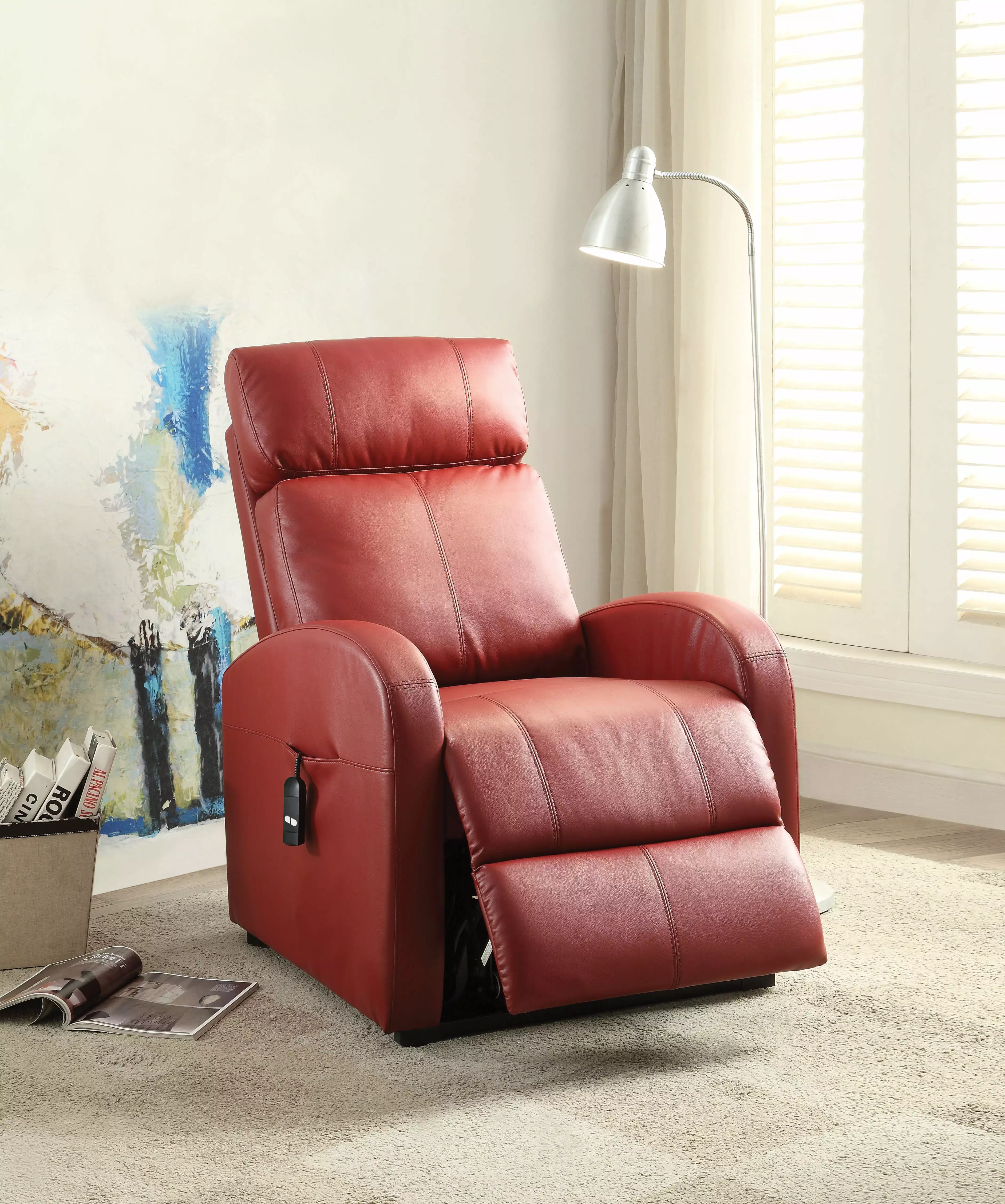 DeeHome Ricardo Power Lift Recliner Red PU Leather 59406