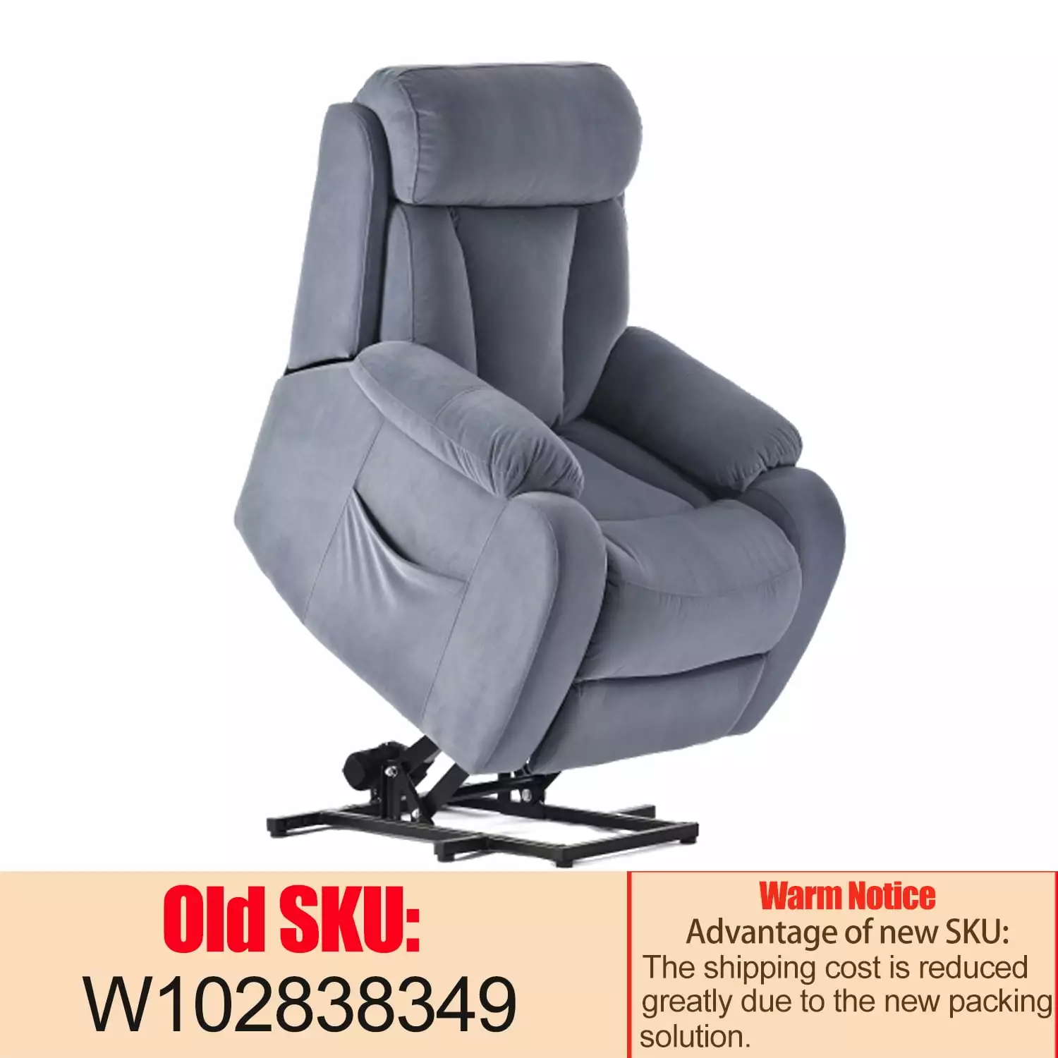 Homiyad Light Blue Power Lift Recliner Chair Elderly Australia Cashmere Fabric Remote Control