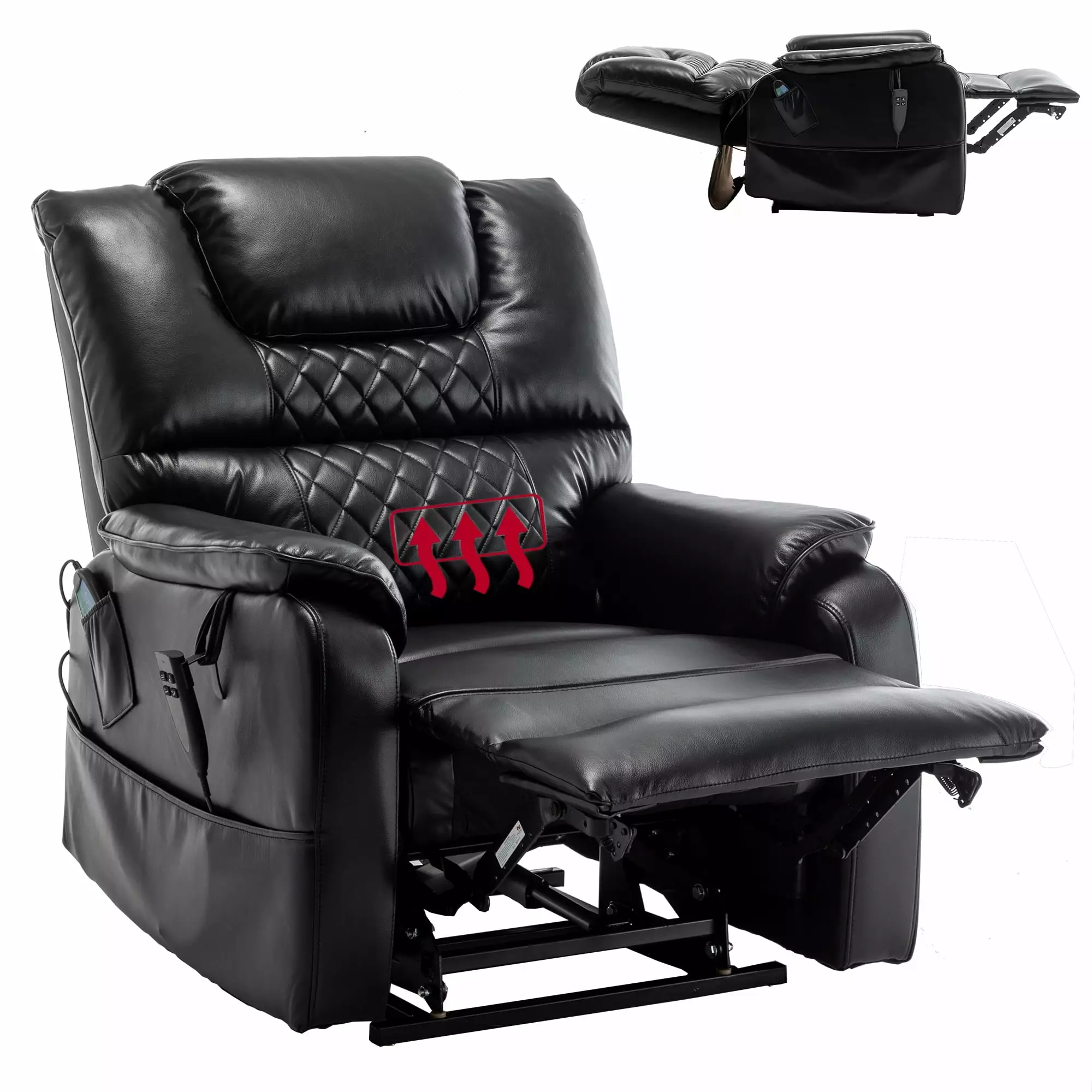 Julyfox Lift Recliner Chair Lay Flat Infinite Position Electric Recliner Massage and Heat 400 lbs Capacity