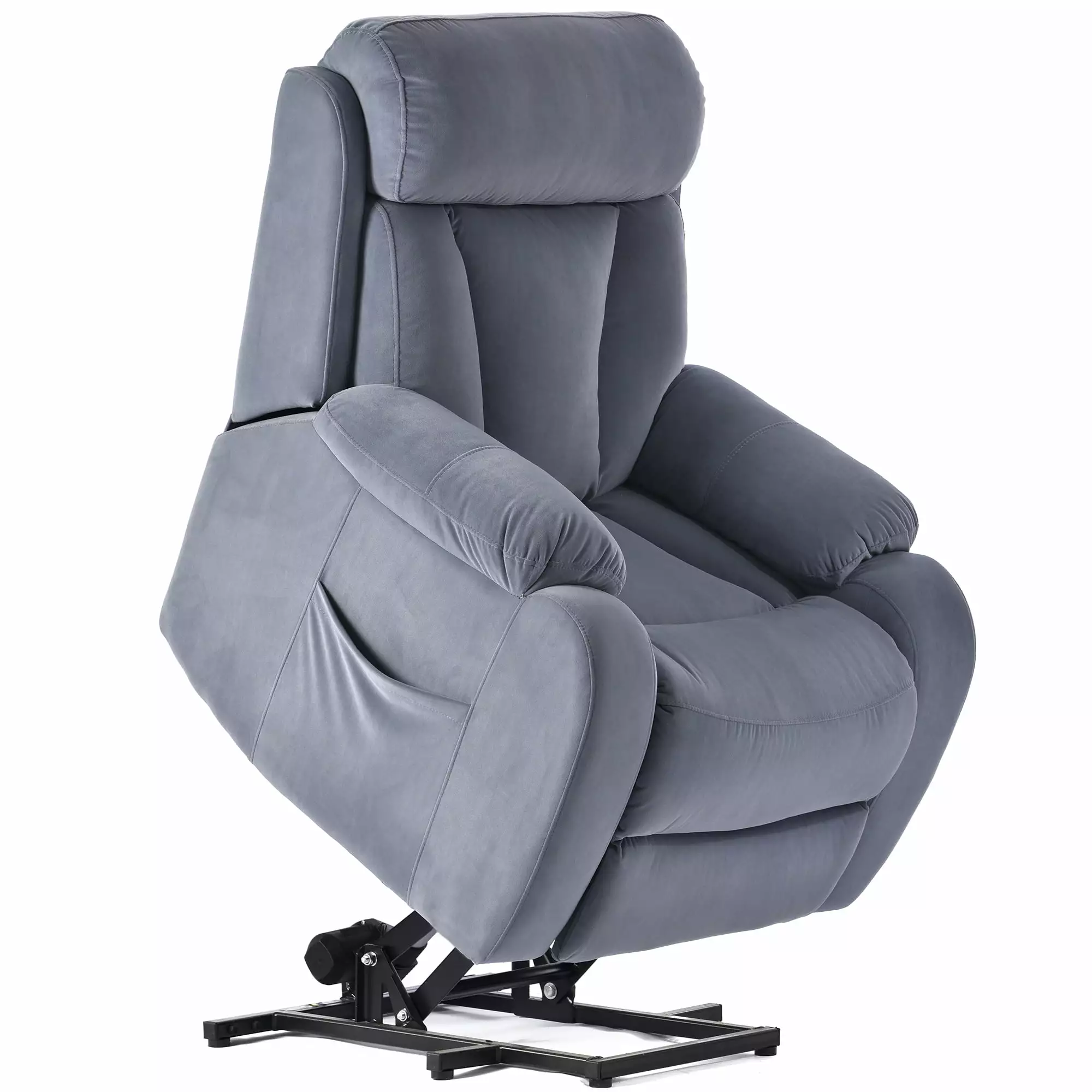 Lift Chair Recliner Elderly Power Remote Control Recliner Sofa Anti Skid Australia Cashmere Fabric Light Gray Wobythan