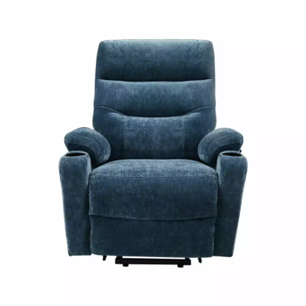 Liyasi Electric Power Lift Recliner Chair Massage Heat and USB Ports Blue Fabric YRWL