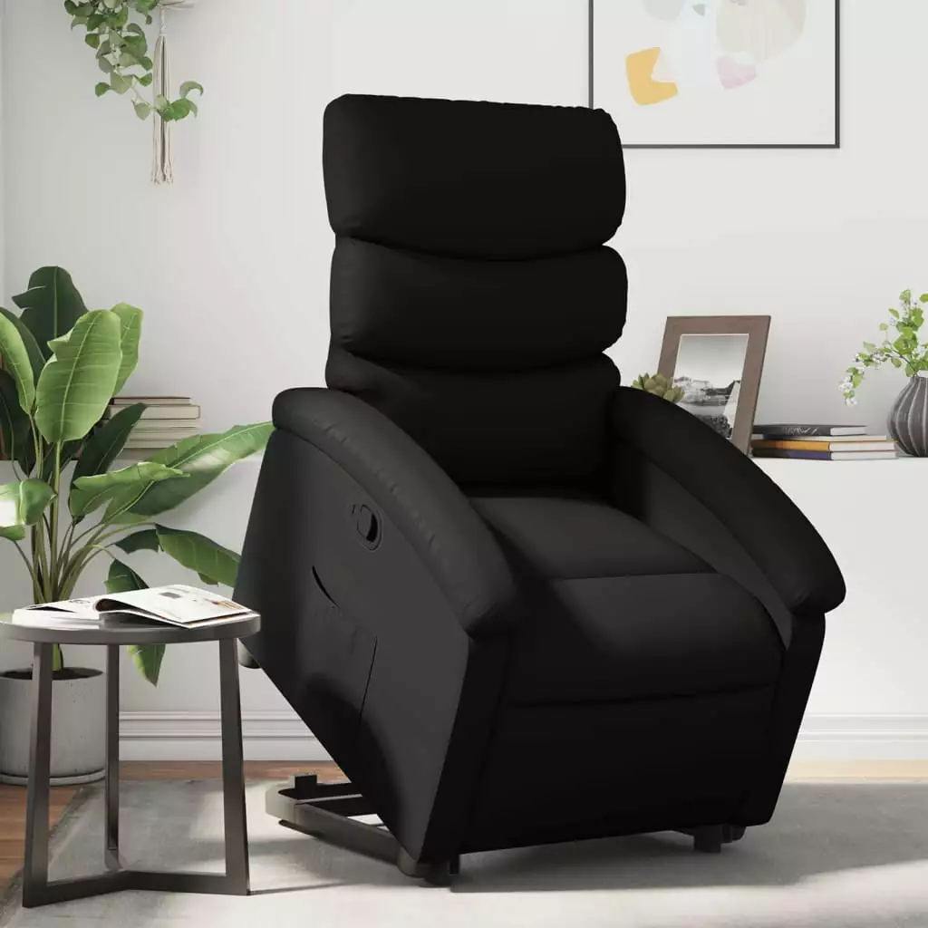 vidaXL Stand up Recliner Chair Black Faux Leather Easy Lift Mechanism