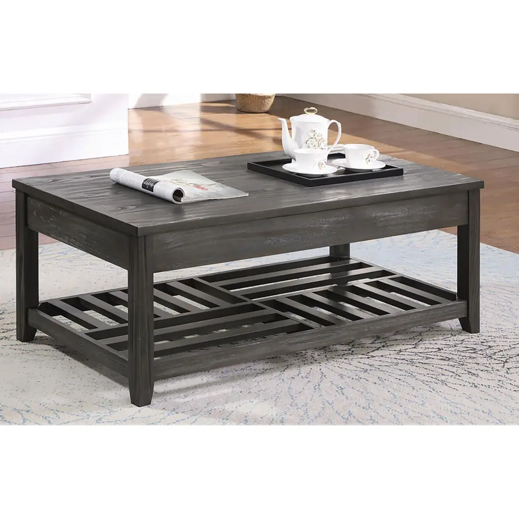 Grey Lift Top Coffee Table Grey Gray Transitional Living Room Table furniture max