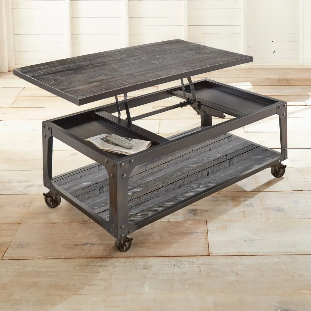 Sherlock Lift Top Cocktail Table Brown Wood Coffee Table Storage steve silver furniture