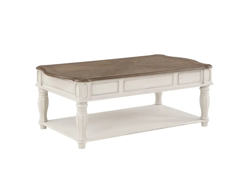 Florian Lift Top Coffee Table - Oak and Antique White Finish Hidden Storage acme onsite store