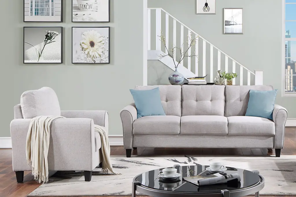 Modern Living Room Sofa Set Linen Upholstered Couch Furniture Home oris fur.