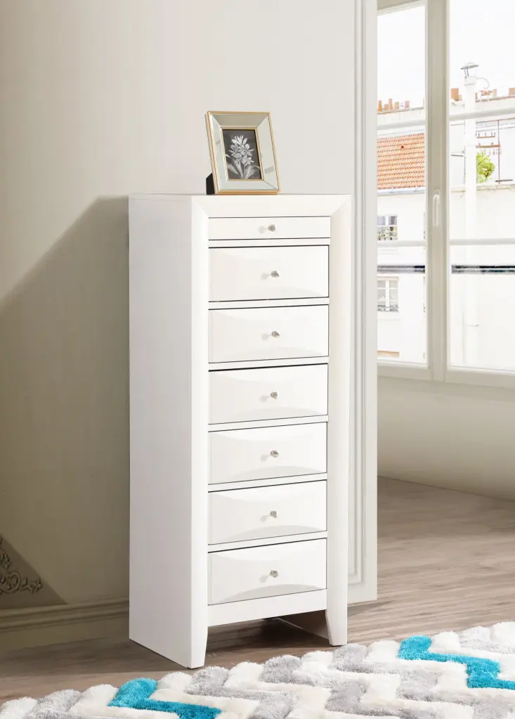 Marilla G1570 LC 7 Drawer Lingerie Chest White Particle Board Dresser glory furniture