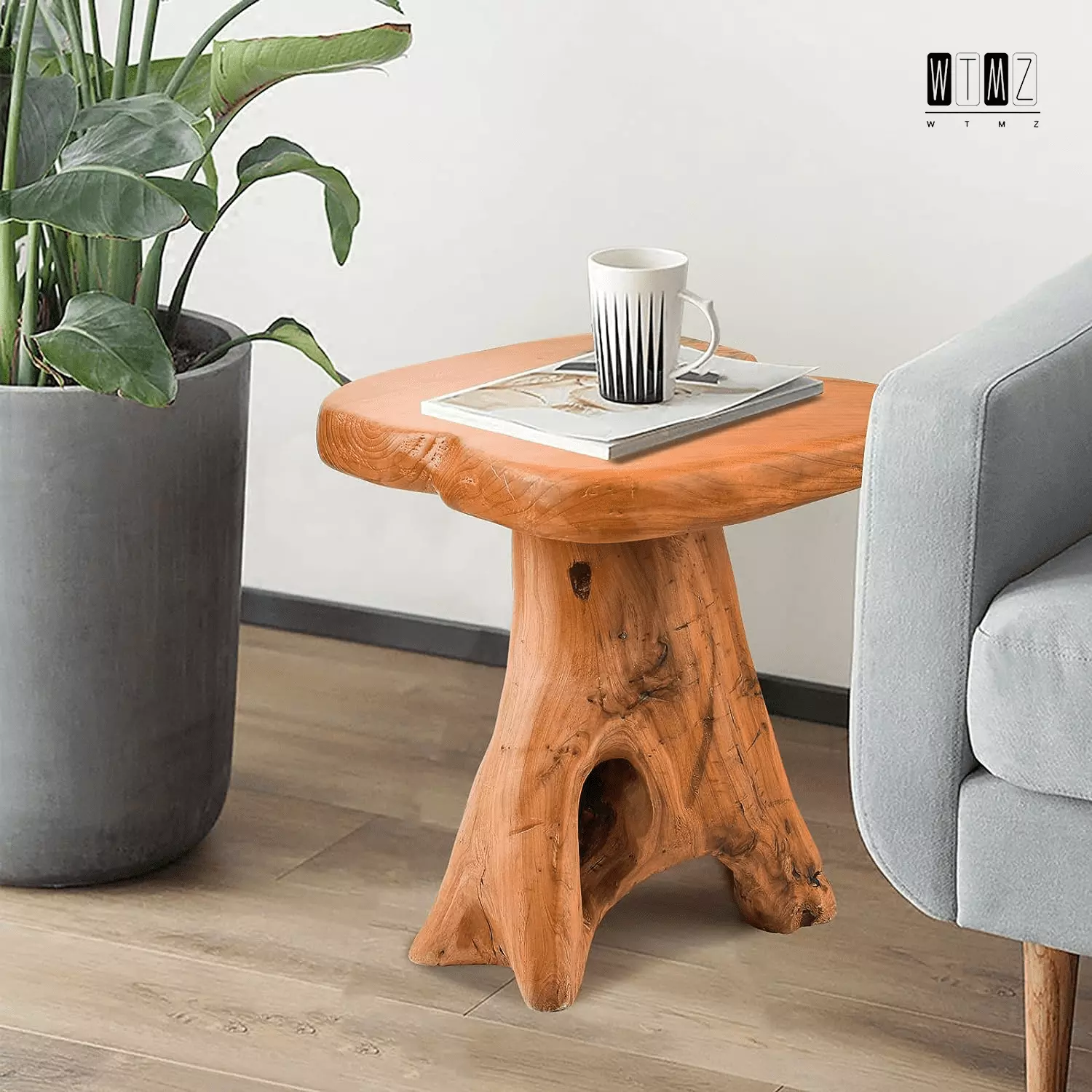 Unique Rustic Live Edge Wood Side Table Stool Garden Living Room Bedroom FHWM-WTMZ