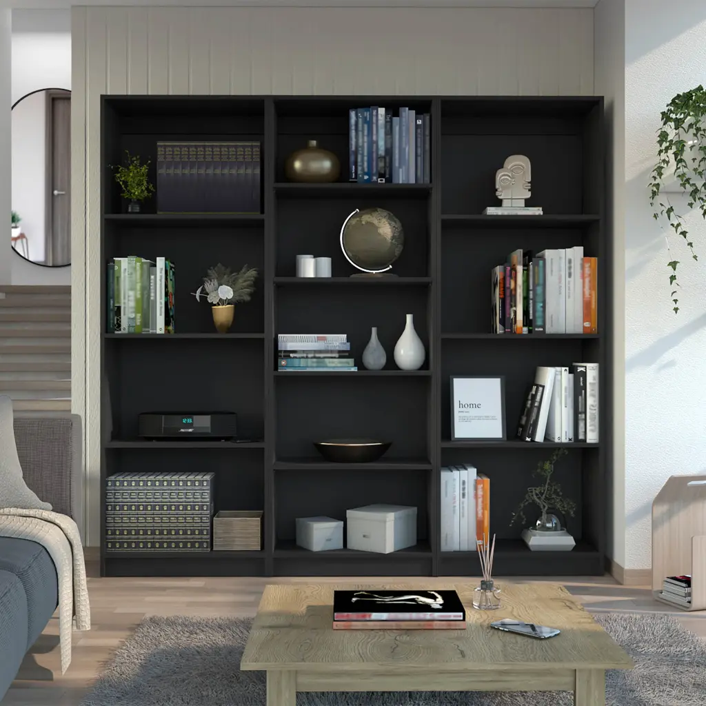 Lainor 3 Piece Home Bookcase Set 74 Wide 13 Shelves Living Room tuhome