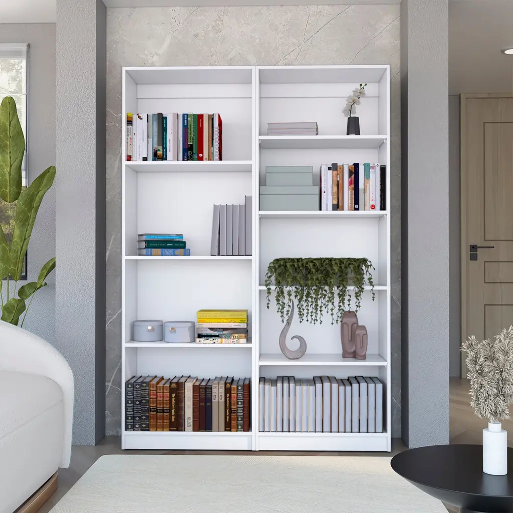 2 Piece Bookcase Living Room Set Storage Cabinet 49 Wide And 9 Shelves tuhome