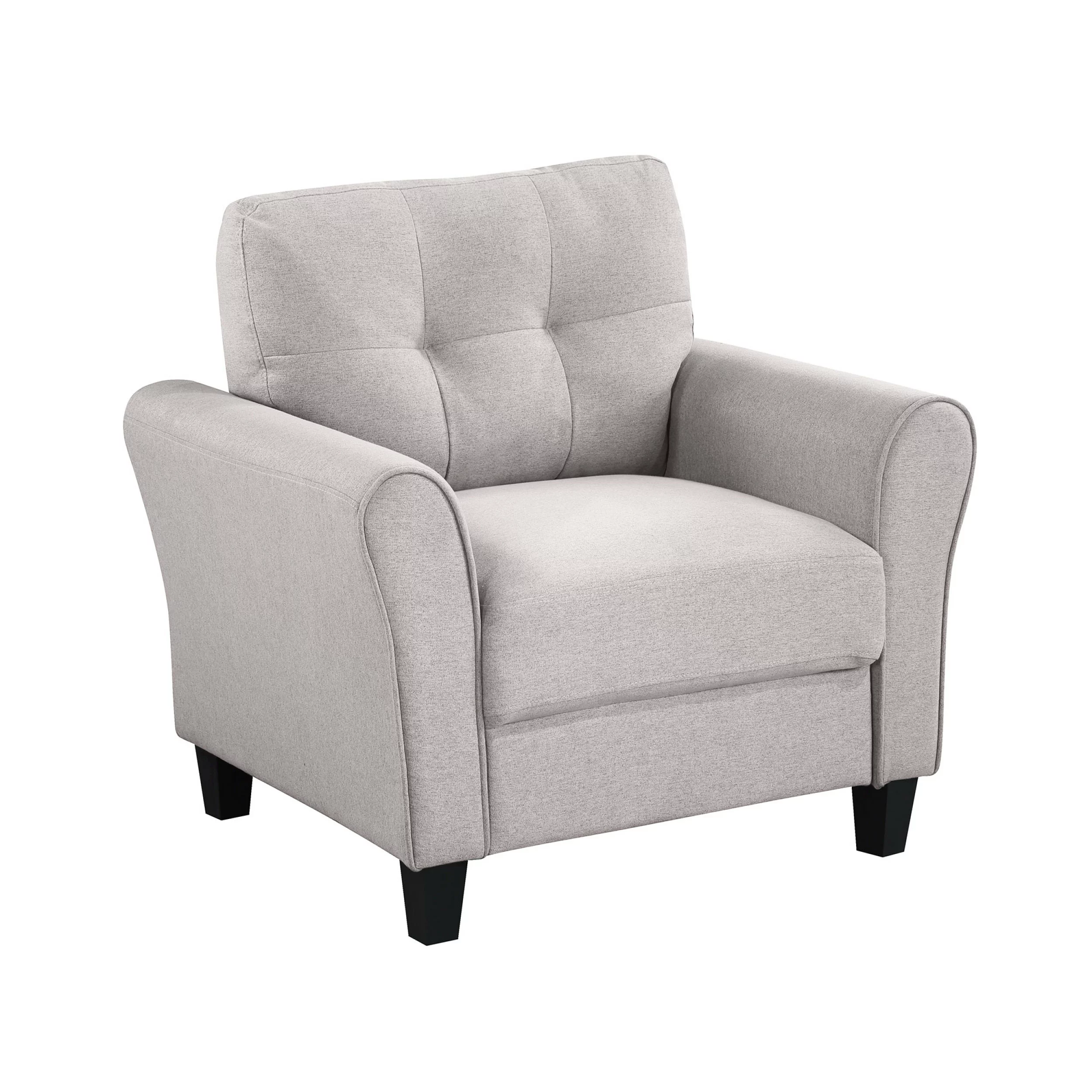 35 Modern Living Room Armchair - Linen Upholstered Couch Home or Office - Light Grey Miekor