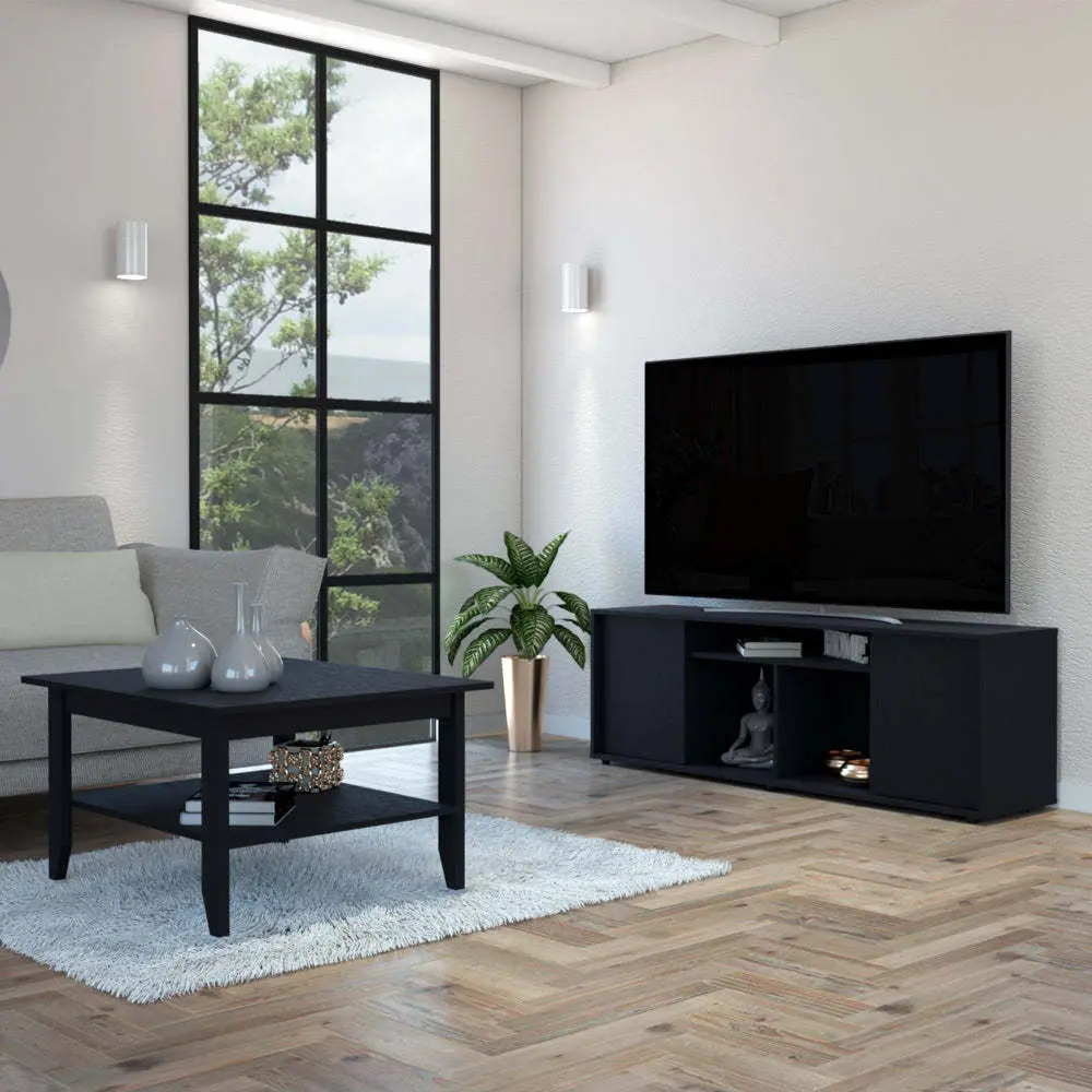 Bernal 2 Door 7 Shelf 2 Piece Living Room Set Coffee Table And TV Stand furniture max