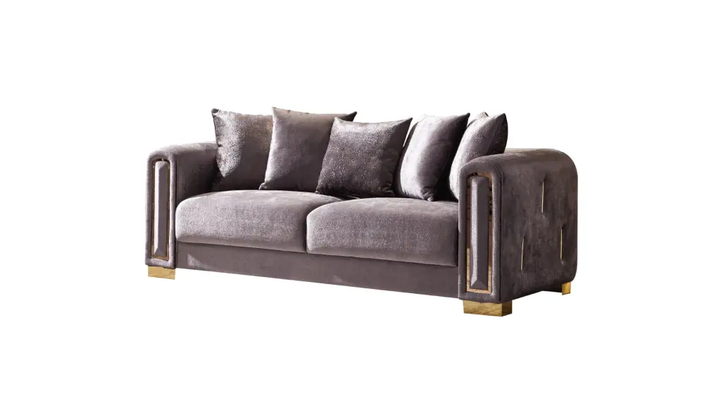 Impreza 2Pc Modern Living Room Set Silver Velvet Wood Primary Furniture galaxy home furnishings