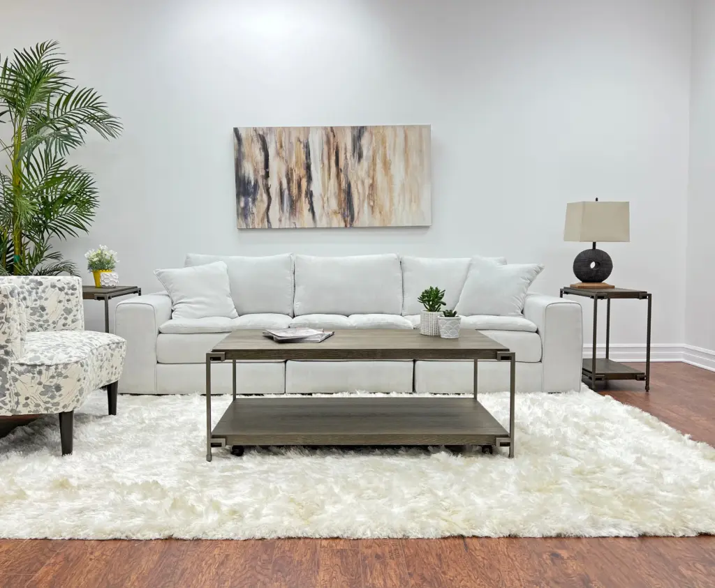 Corbeta 3 Piece Metal Frame Wood Living Room Coffee Table and 2 Chairs Set hz