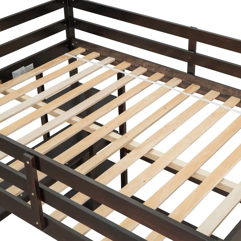 Full Loft Bed Desk And Shelves Espresso Pine Space Saver inspirit
