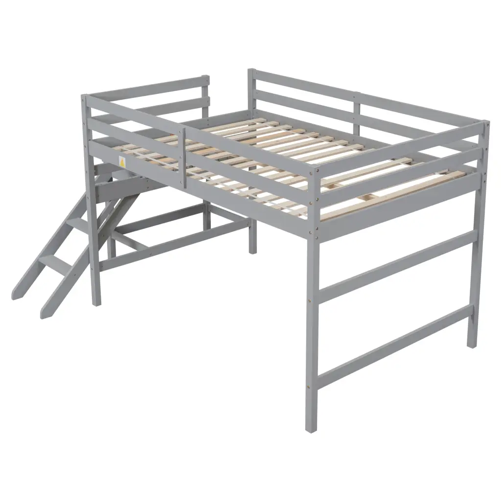 Full Loft Bed Platform Ladder Grey Full Grey Wood Bedroom America inspirit