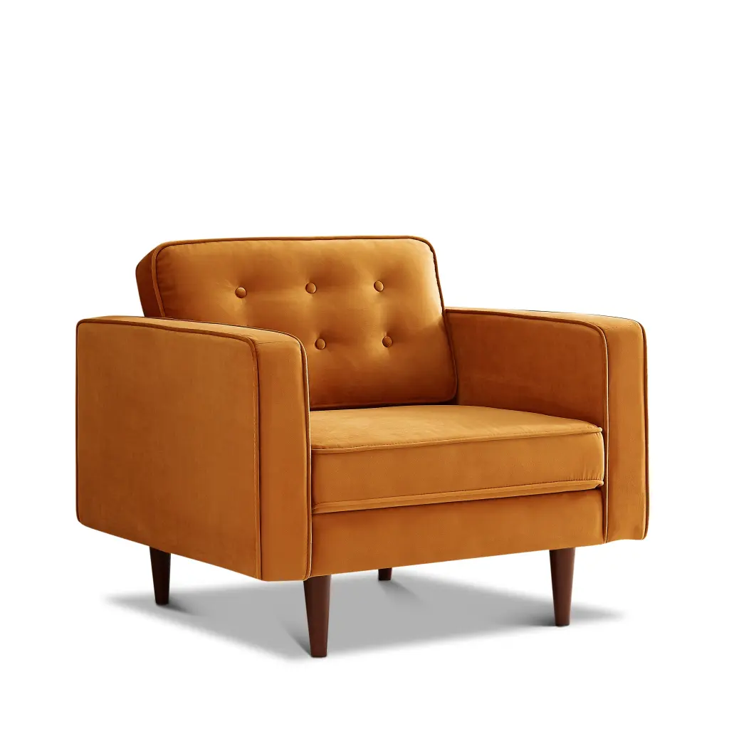 Casey Velvet Lounge Chair Orange Velvet - Modern Comfortable Accent Chair ashcroft furniture