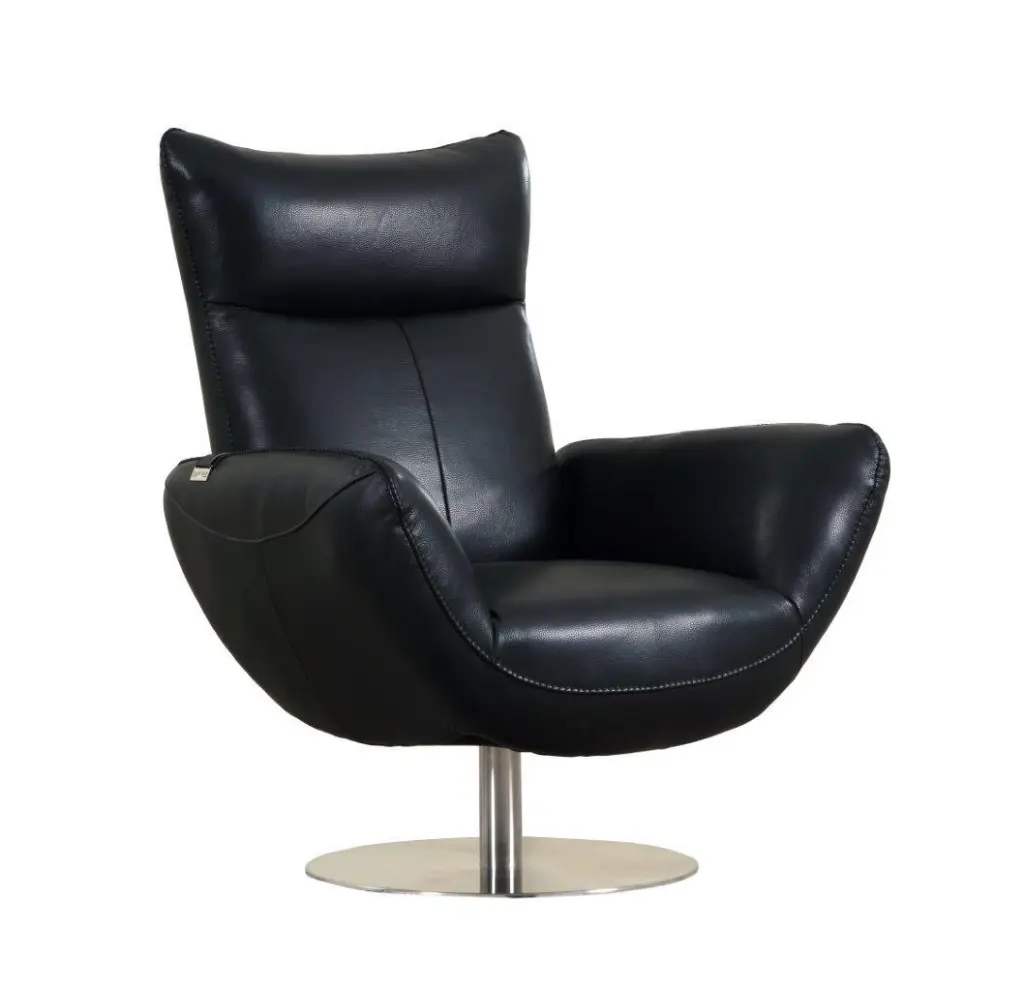 22 Inch Modern Authentic Italian Leather Lounge Chair Black Foam Leather global united