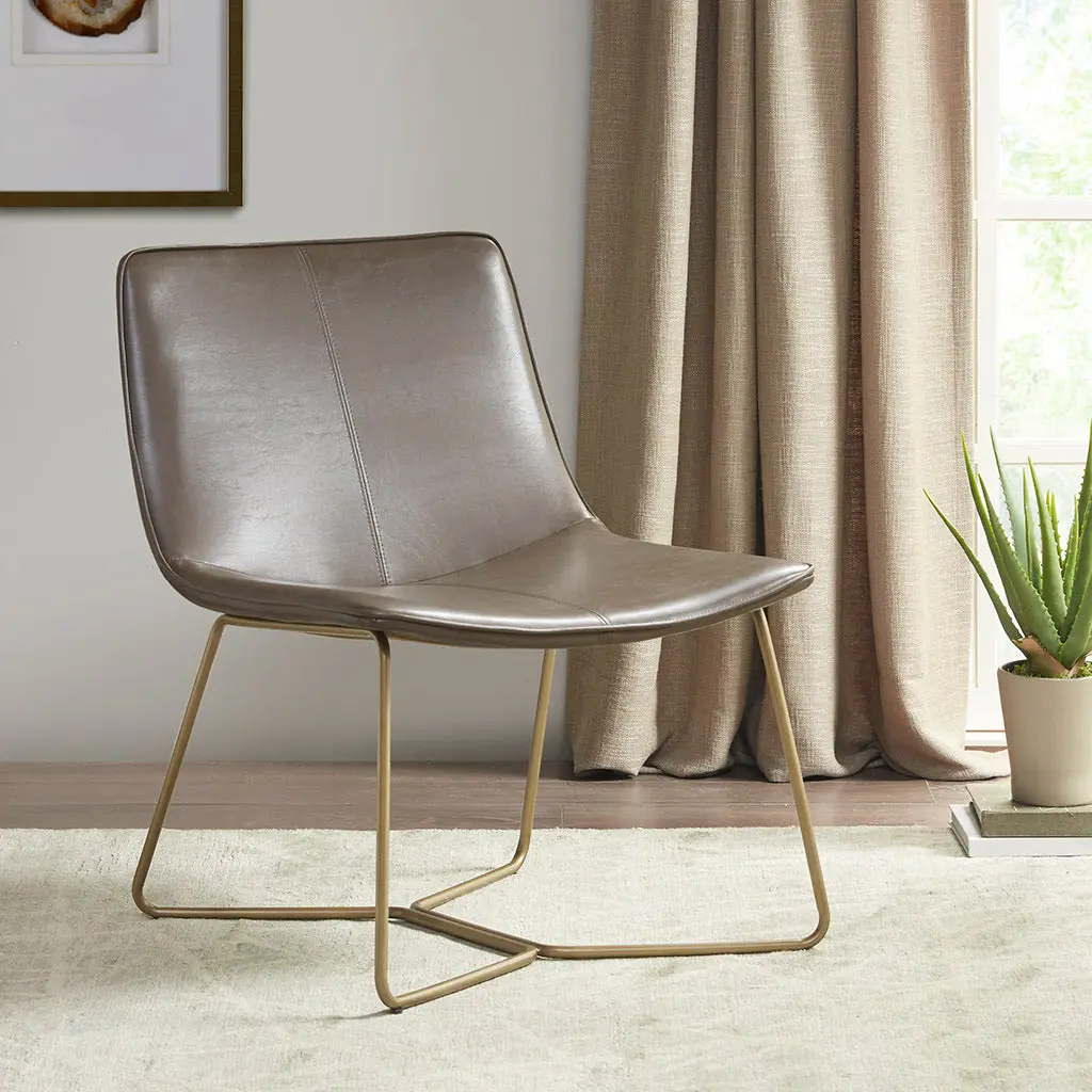 Fallon Accent Chair Brown Gold Polyester Upholstered Lounge Chair jla