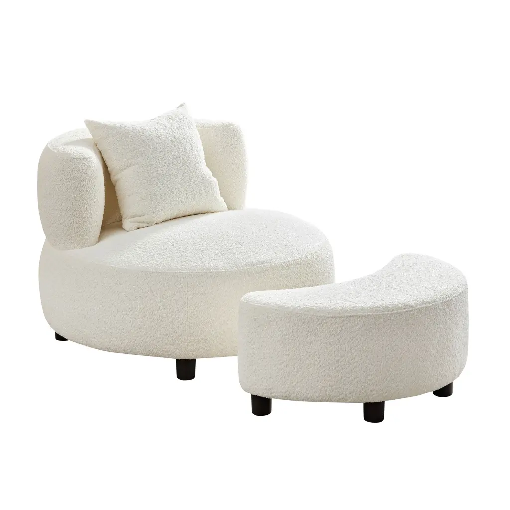 Modern Teddy Fabric Sofa Chair Ottoman and Side Table justone