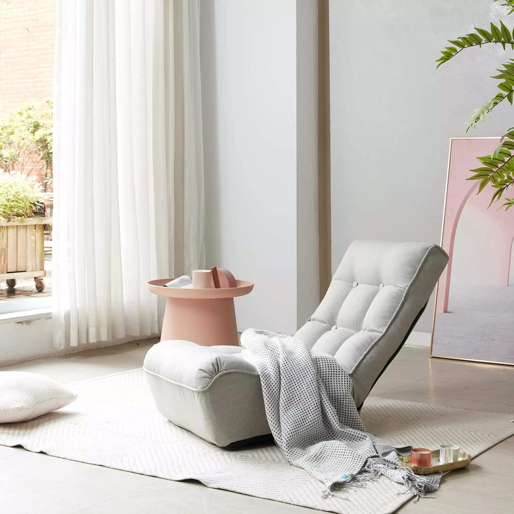 Foldable Adjustable Lazy Chair 4 Segment Back Floor Lounge Chair Living Room Bedroom Dormitory SEALODY
