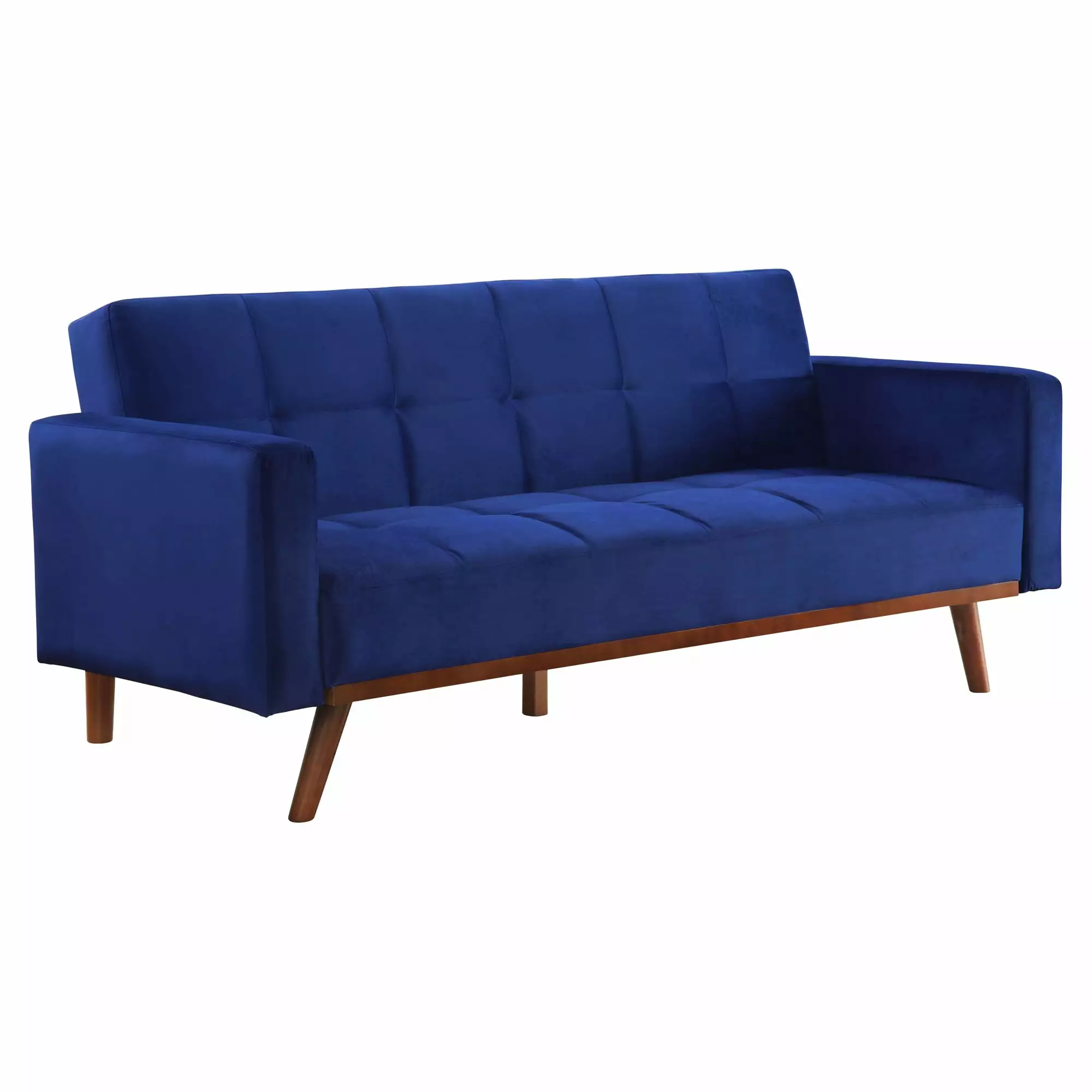 ACME Tanitha Adjustable Sofa Blue and Natural - Convertible Lounge Sofa Natural Wood Finish Acme Furniture
