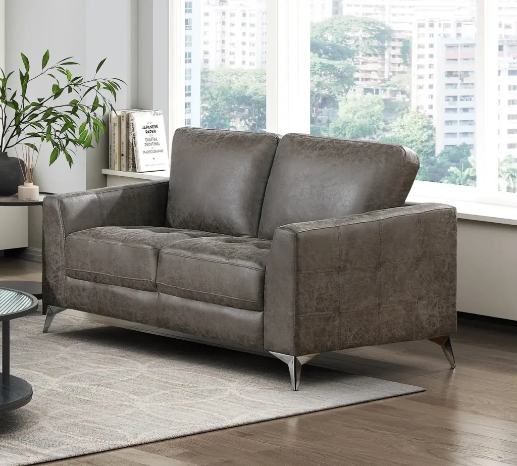 Brownish Gray Sleek Microfiber Upholstery Modern Love Seat kanepe