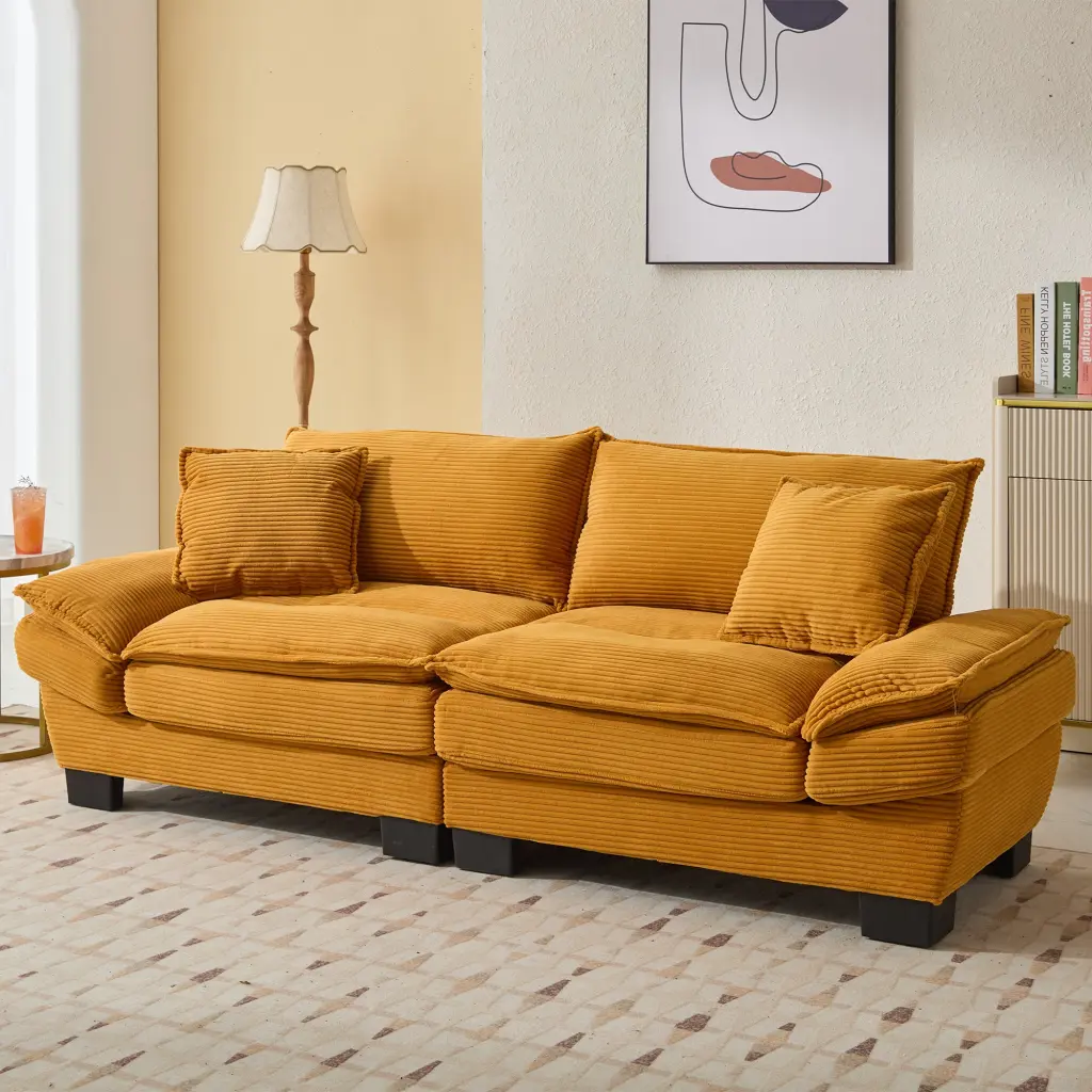 Corduroy Sofa Sleeper Couch Loveseat Pillows Comfy Upholstered Convertible Furniture homemax